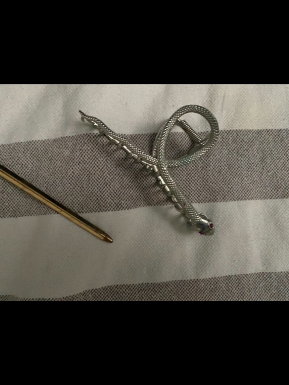 Silver Snake hair clip with Ruby Eyes - Women Accessories